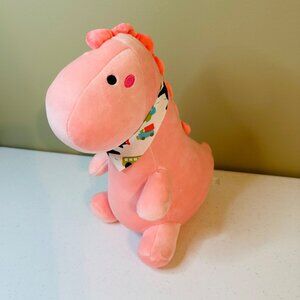 Adorable Pink Dinosaur Plush Toy With Quirky Bandana Pink Dino Stuffed Animal